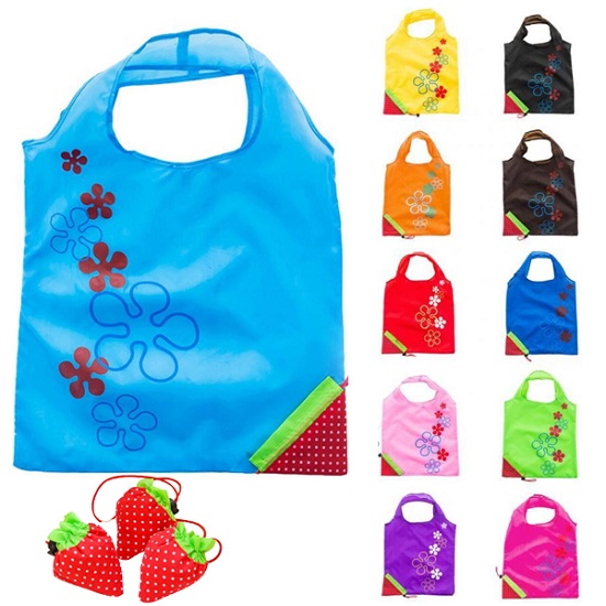 Foldable Strawberry Grocery Tote Bag