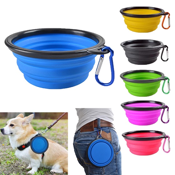 Collapsible Silicone Pet Bowl With Carabiner