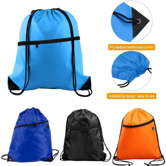 Drawstring Backpack With Zipper